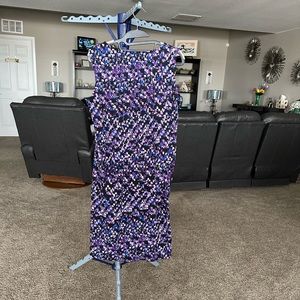 Christopher & Banks purple pattered sleeveless Dress. Size Medium